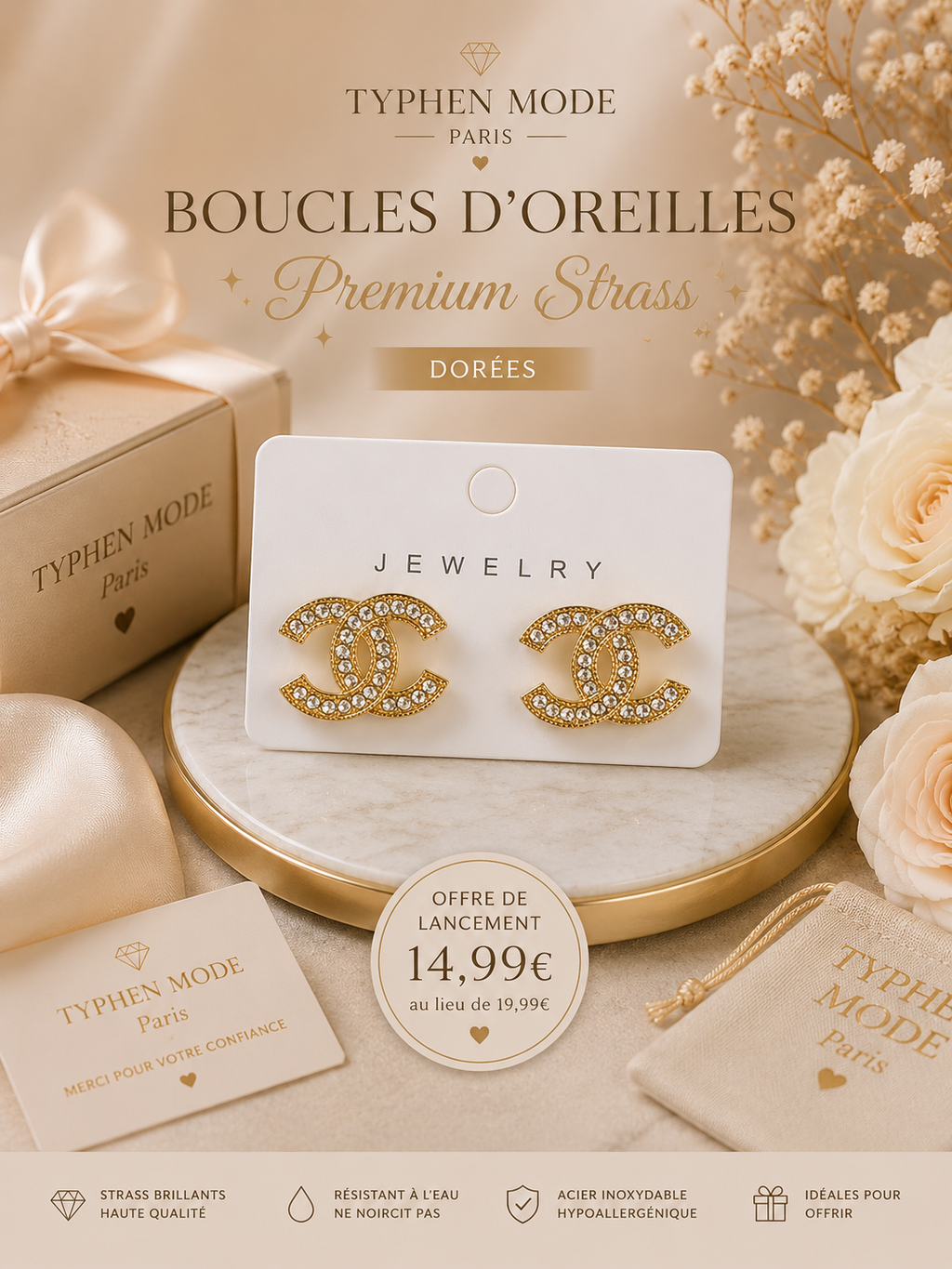 ✨ Boucles d’oreilles Premium Strass ✨