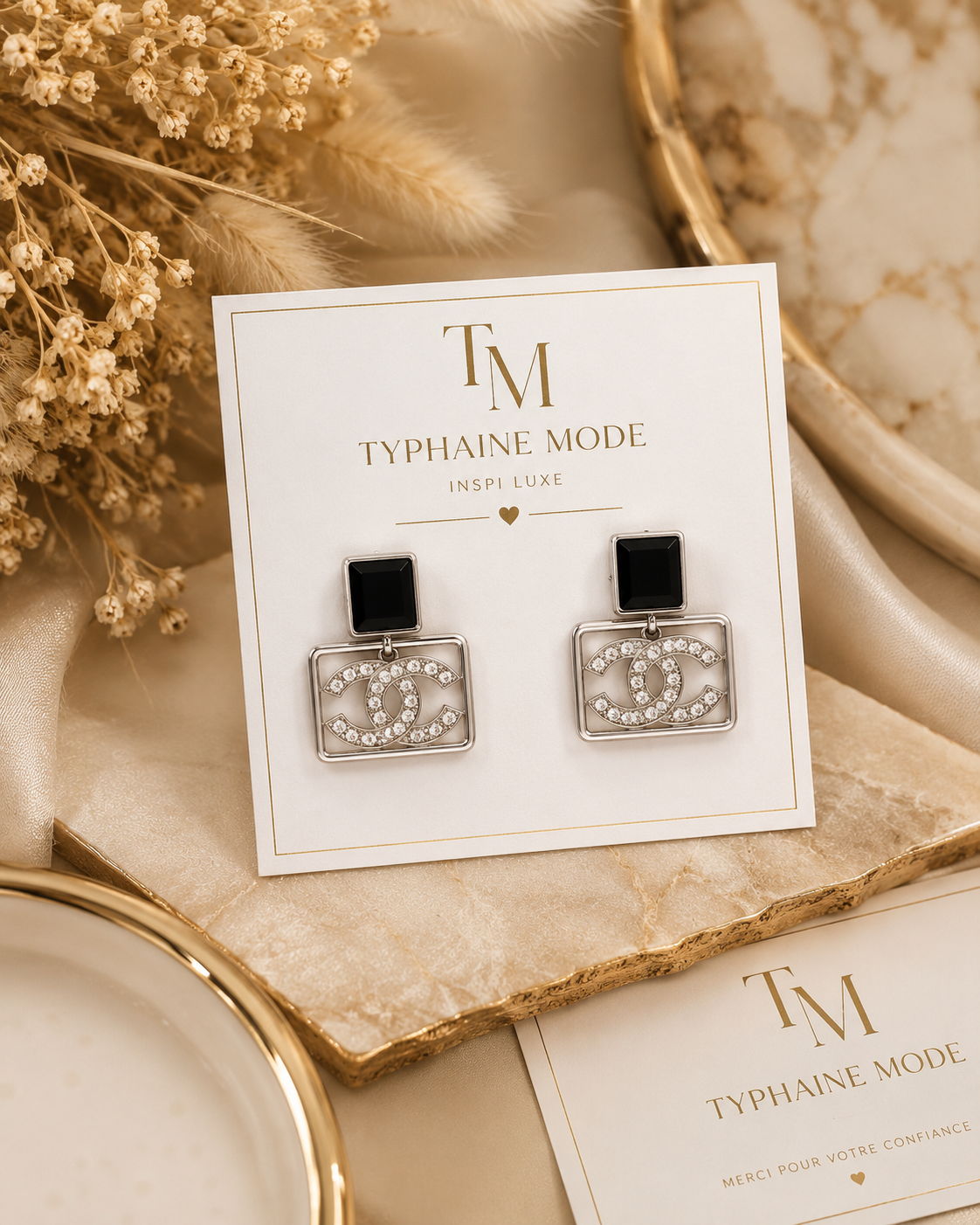 Boucles d’oreilles Noir Prestige – Inspiration Luxe✨