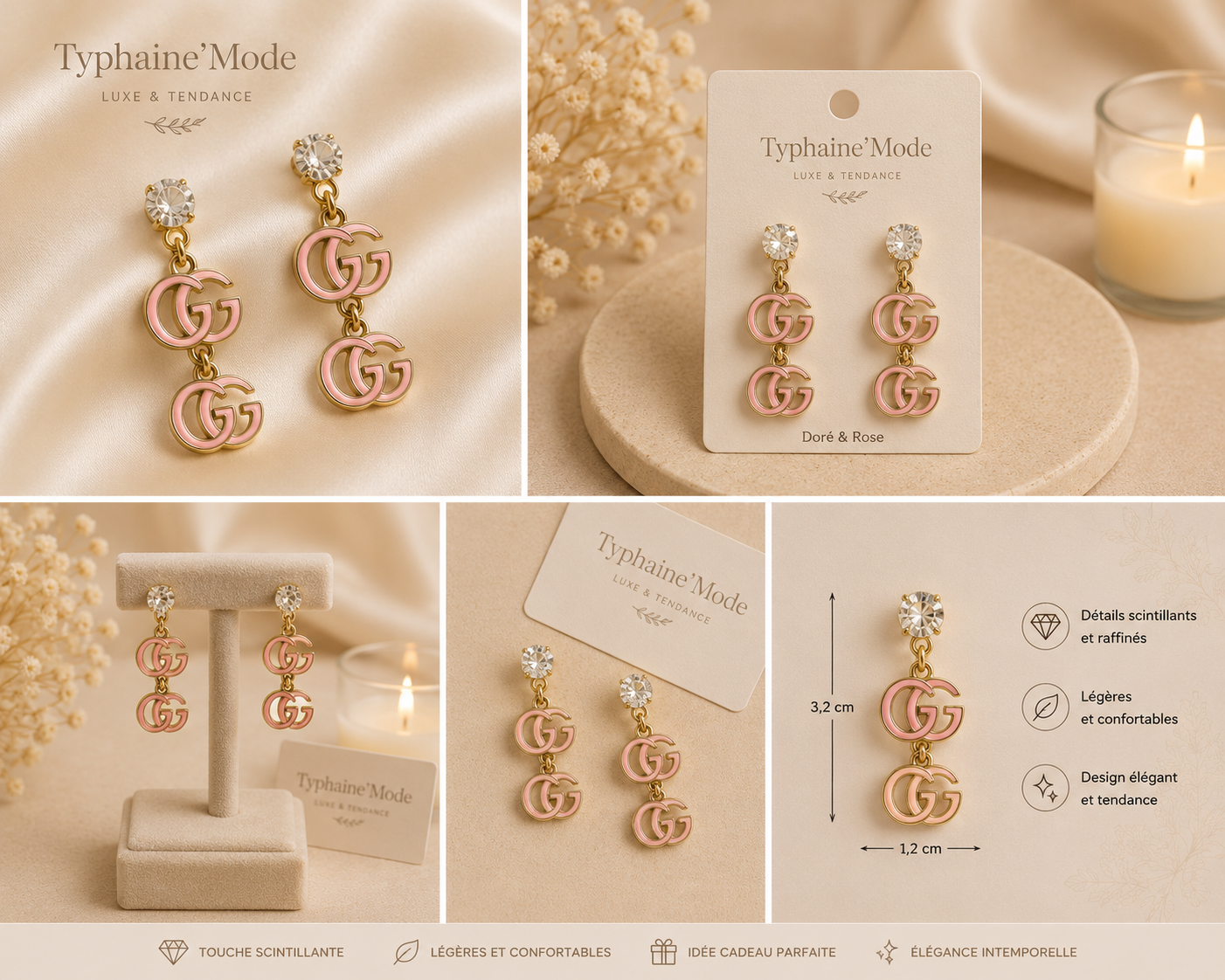 🌸 Boucles d’oreilles Rosalie