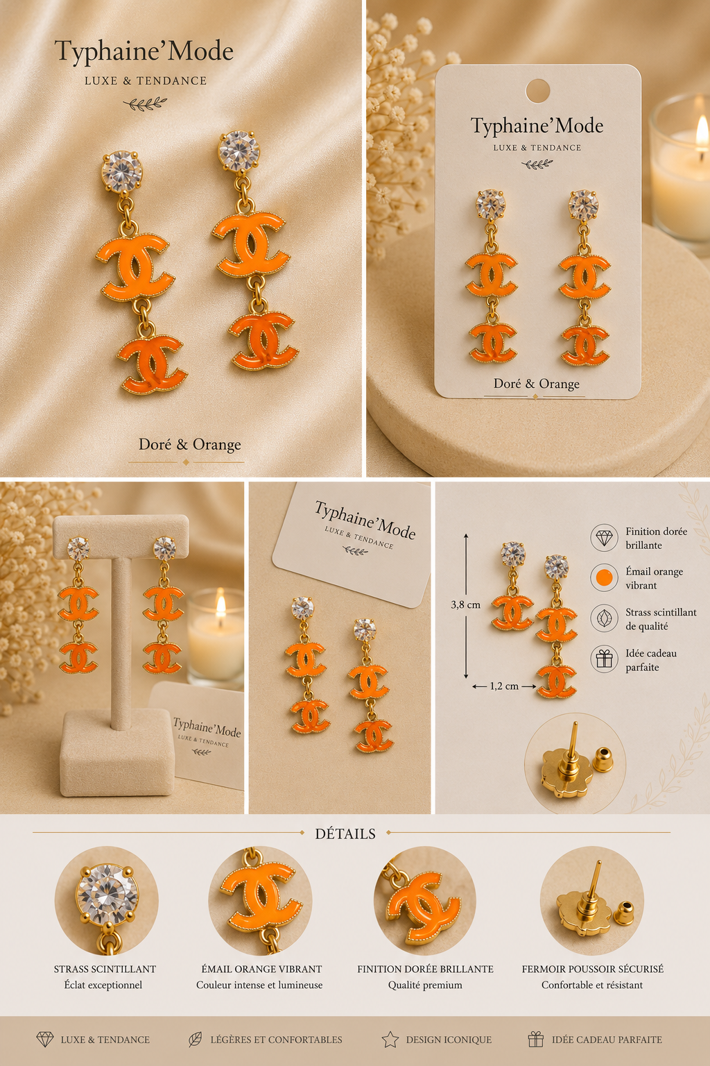 🧡 Boucles d’oreilles Soleil d’Or