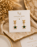 Boucles d’oreilles Étoile Émeraude – Inspiration Luxe✨