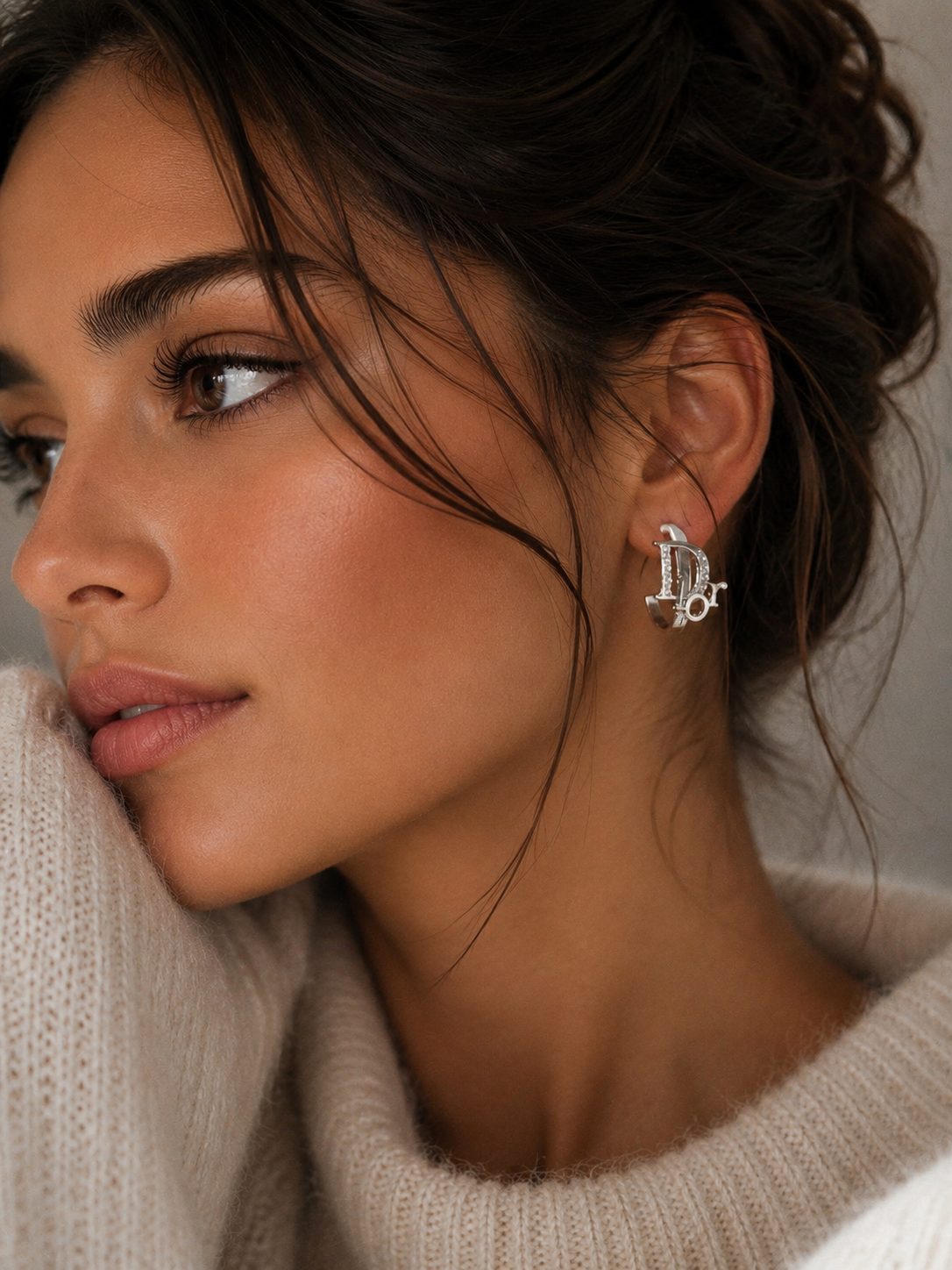 Boucles d’oreilles Monogramme Élégance Argenté | Acier inoxydable✨
