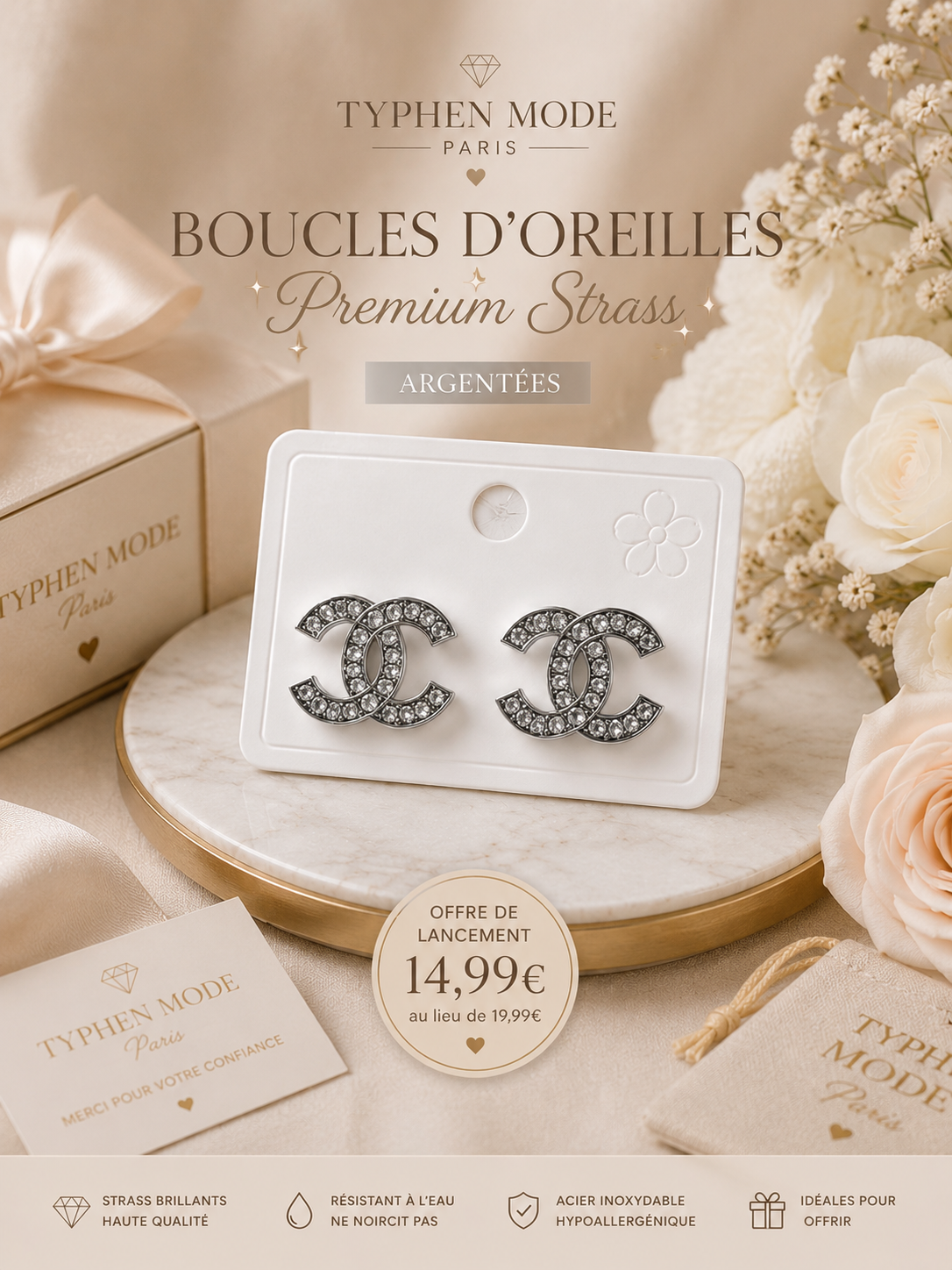 ✨ Boucles d’oreilles Premium Strass ✨