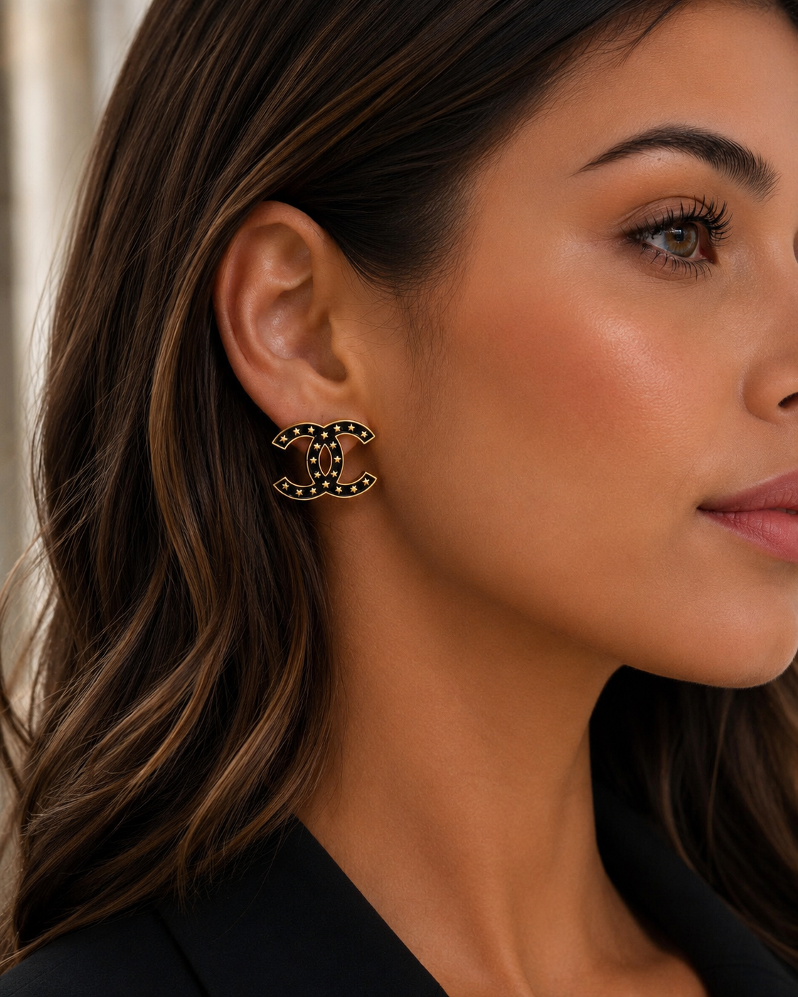 Boucles d’oreilles Étoile Noire – Inspiration Luxe✨