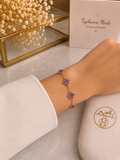 Bracelet Trèfles Violet Élégance Dorée✨