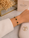Bracelet Trèfles Noirs Élégance Dorée✨