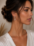 Boucles d’oreilles Élégance Cristal Argenté | Acier inoxydable✨