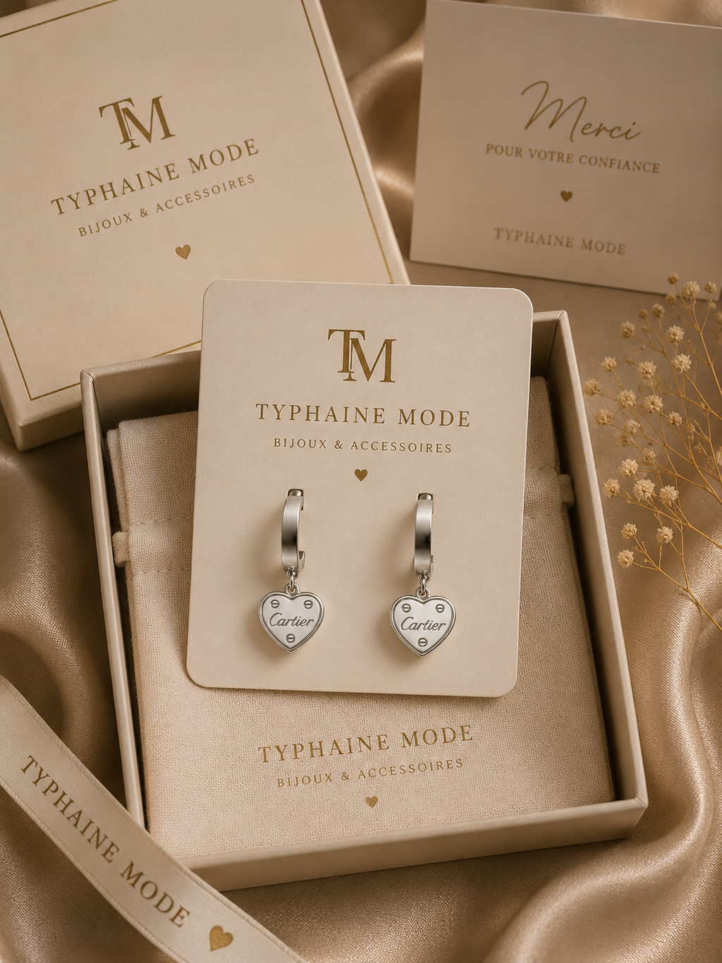 Boucles d’oreilles Cœur Élégance – Argent✨