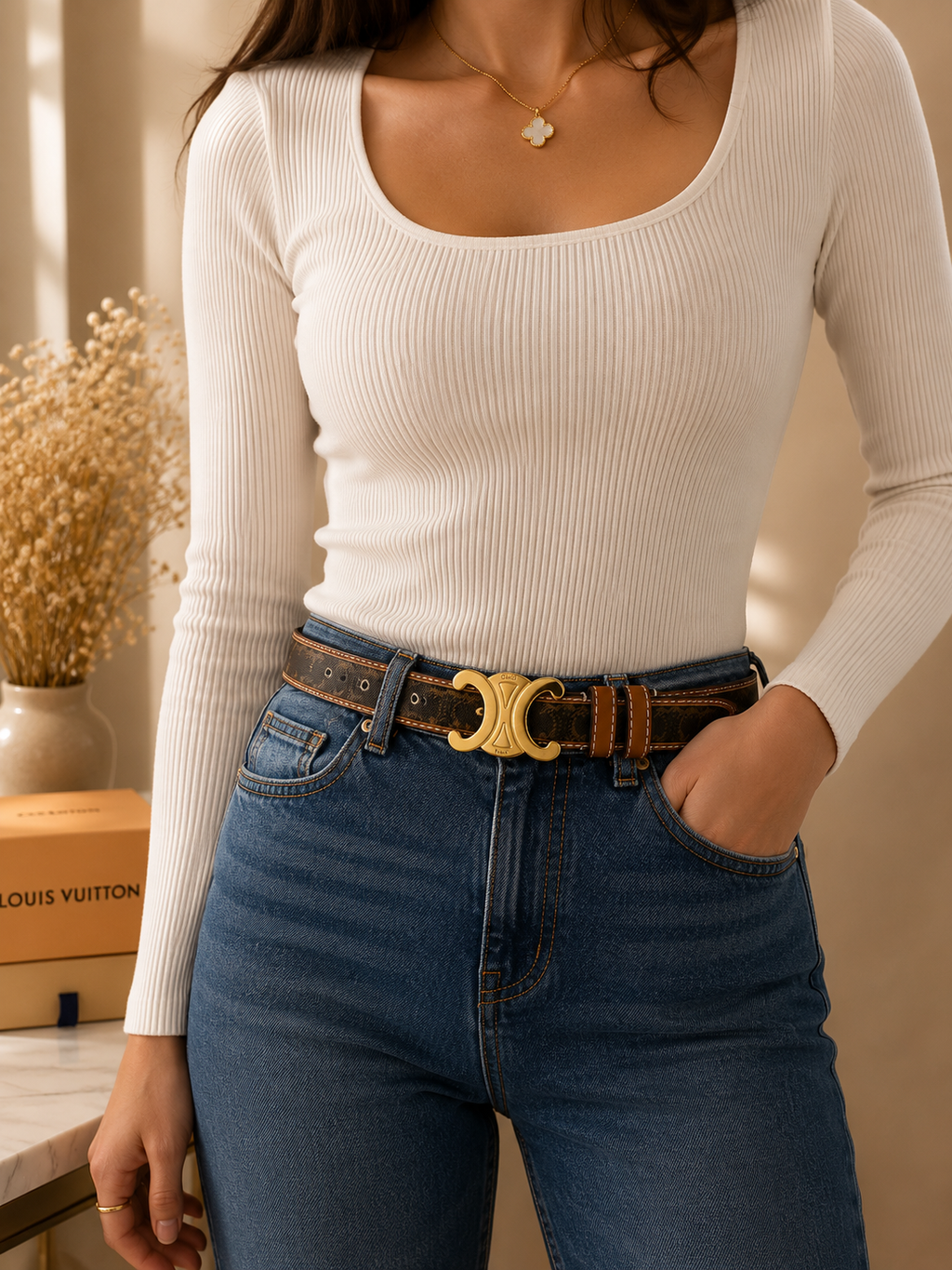 ✨ Ceinture Élégance Prestige Camel & Gold✨