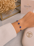 Bracelet Trèfles Bleu Royal Doré✨