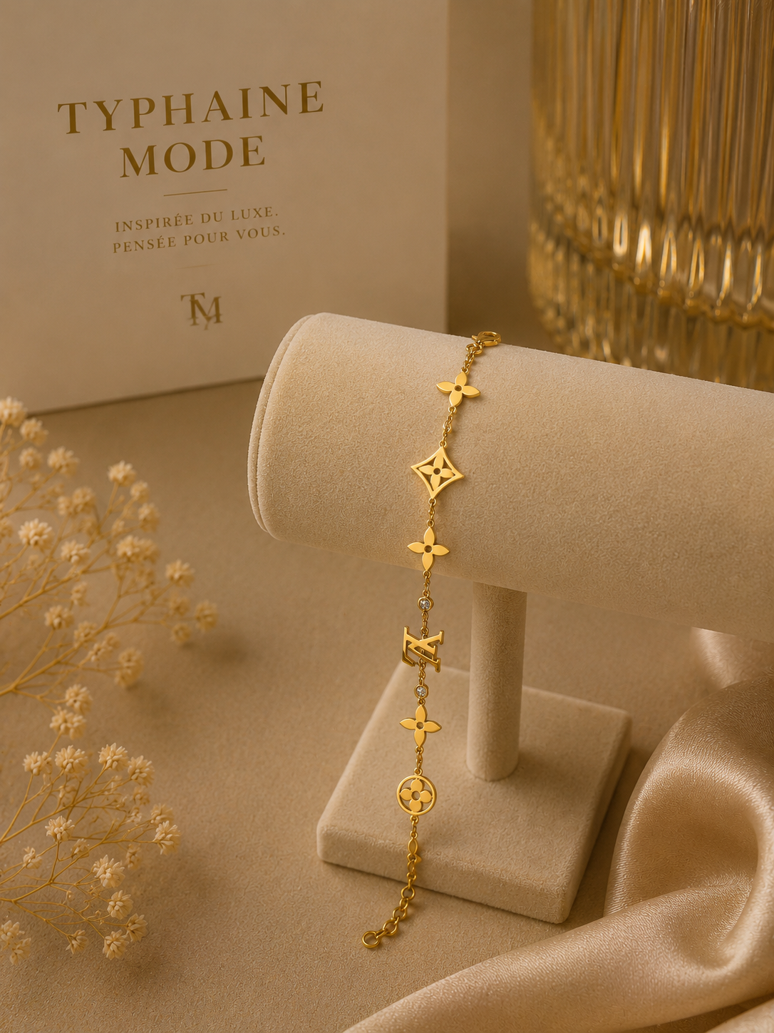 Bracelet Fleur Élégance Dorée✨